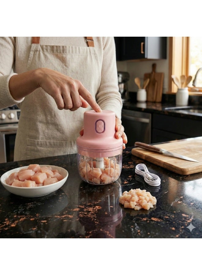 Wireless Electric Food Chopper 250ml for Garlic Onion and Vegetable Chopping with USB Rechargeable Powerful Motor for Daily Use - Image 5